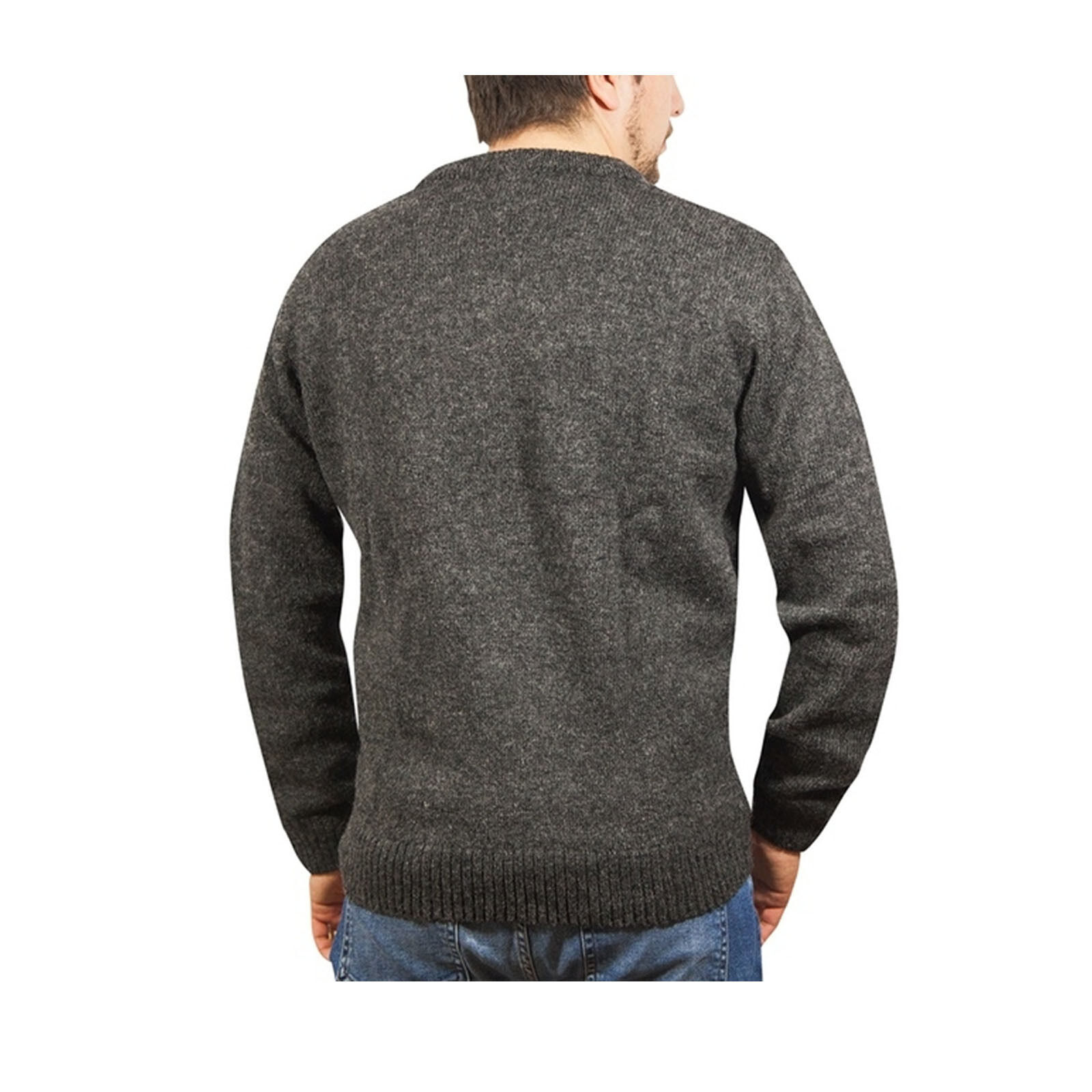 100% Shetland Wool V Neck Knit Jumper Pullover Mens Sweater Knitted - Charcoal (29) - 6XL Price