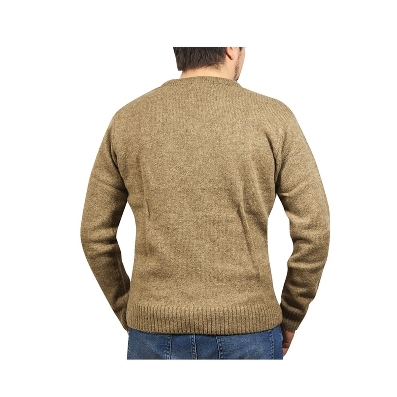 100% Shetland Wool V Neck Knit Jumper Pullover Mens Sweater Knitted - Nutmeg (23) - 6XL Price