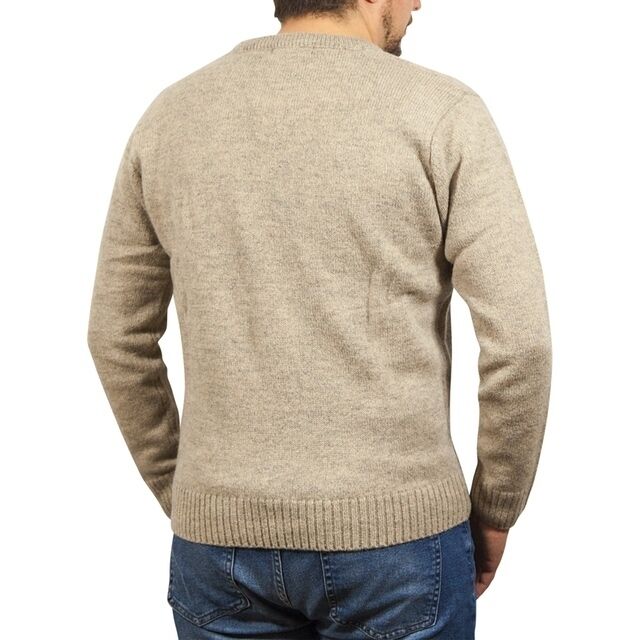 100% Shetland Wool V Neck Knit Jumper Pullover Mens Sweater Knitted - Oat Marle (03) - 6XL Price
