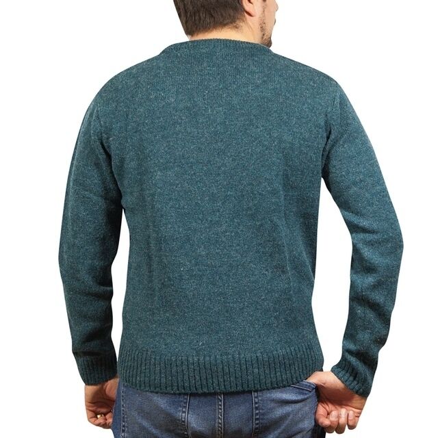 100% Shetland Wool V Neck Knit Jumper Pullover Mens Sweater Knitted - Sherwood (32) - XXL Price