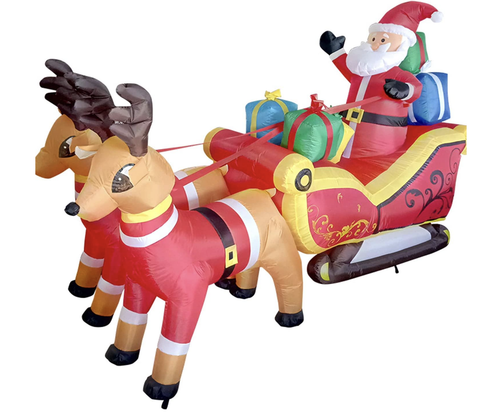 320cm Xmas Father Christmas Charm Santa Sleigh With Reindeer + LED Lights Inflatable Price