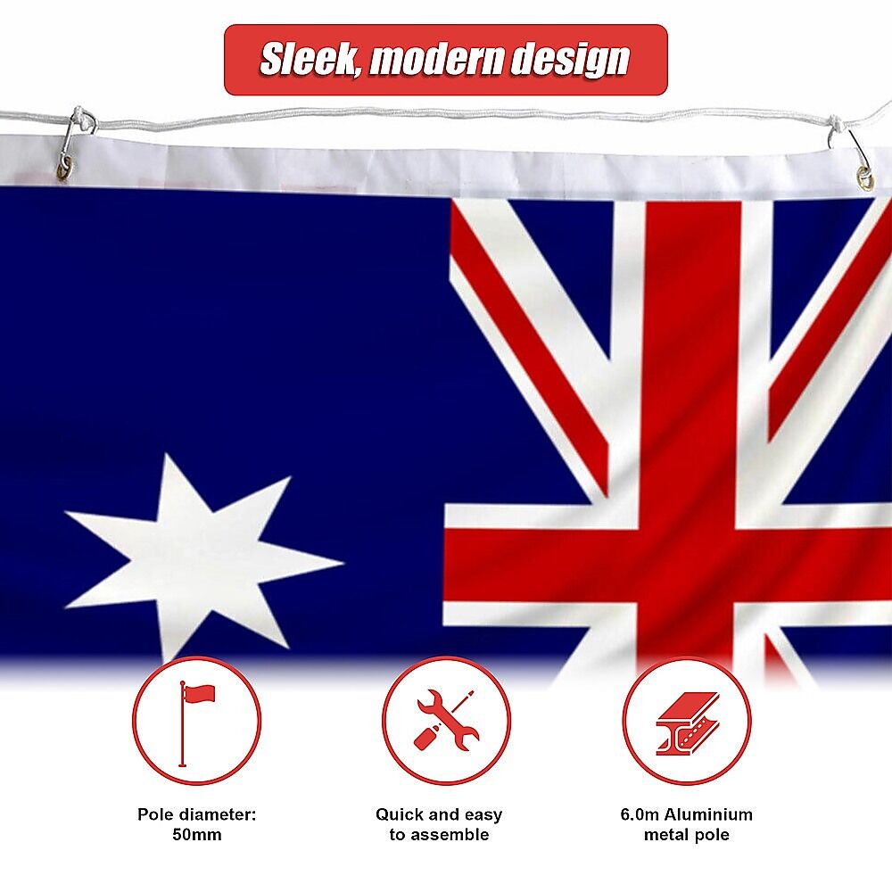 6.0m Flag Pole Full Set / Kit w Australian Flag Price