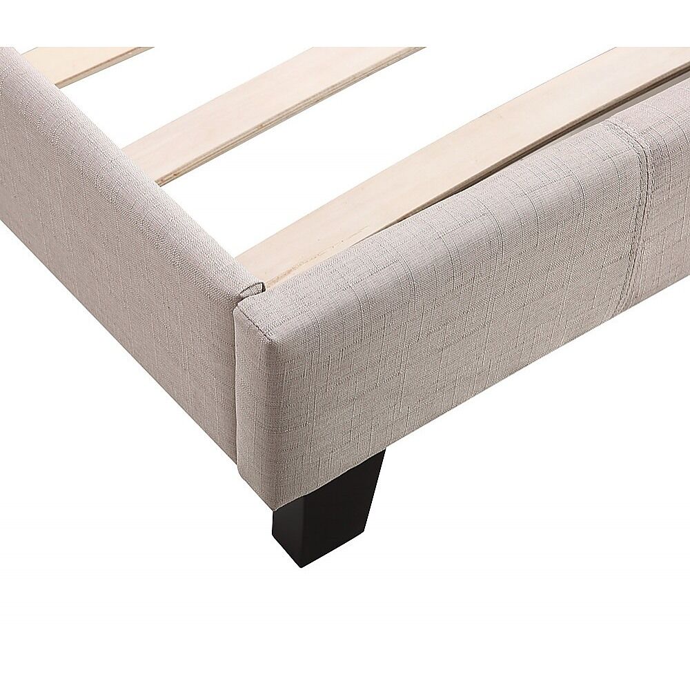 Single Linen Fabric Bed Frame Beige Price