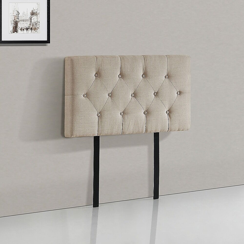 Linen Fabric Single Bed Deluxe Headboard Bedhead - Beige Price