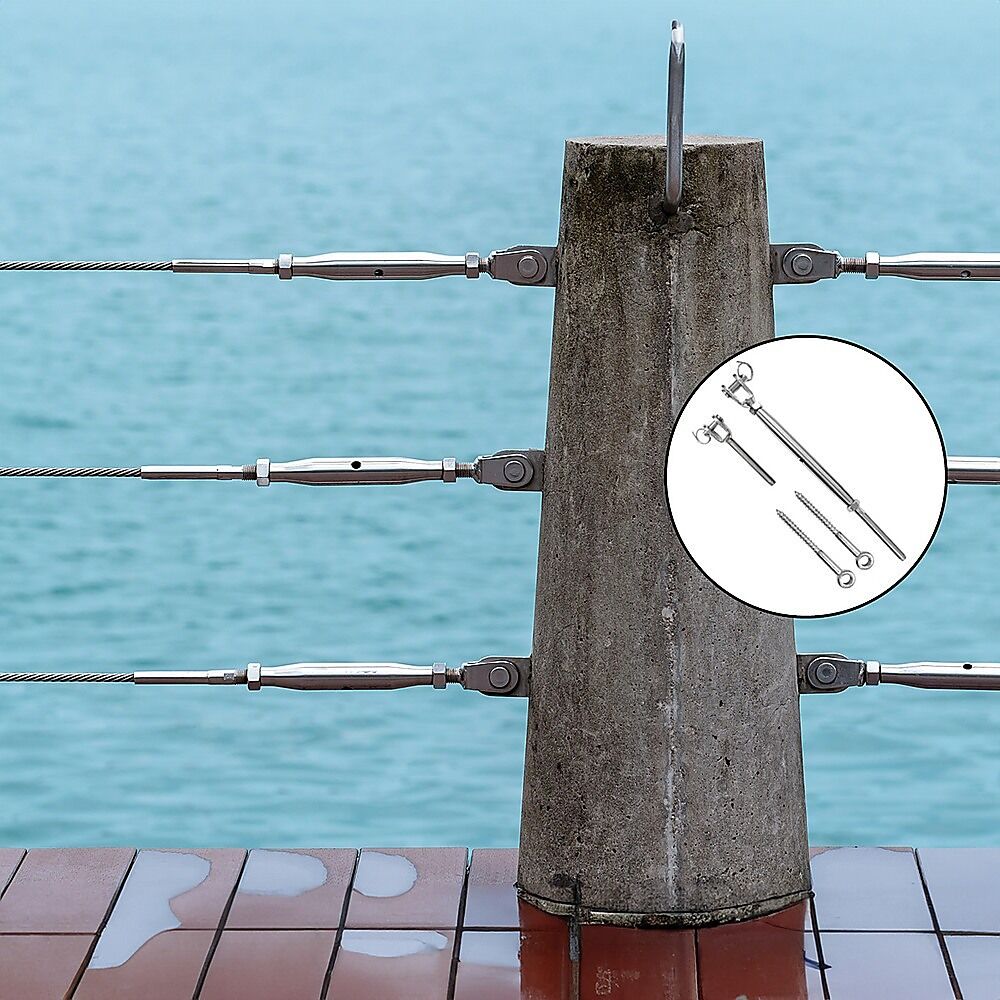 Stainless Steel Wire Rope DIY Balustrade Kit Jaw/Swage Fork Turnbuckle - 10 pack Price