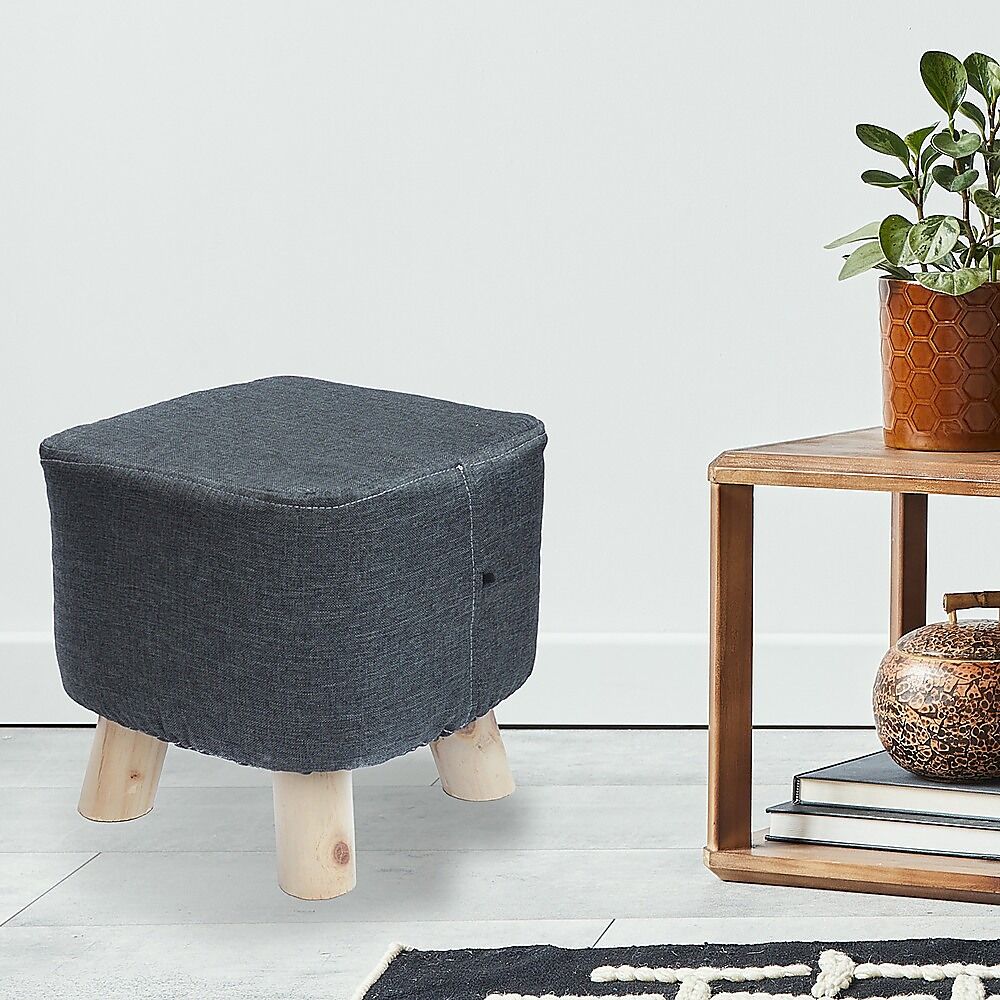 Fabric Ottoman Foot Stool Rest Pouffe Footstool Wood Storage Padded Seat Price