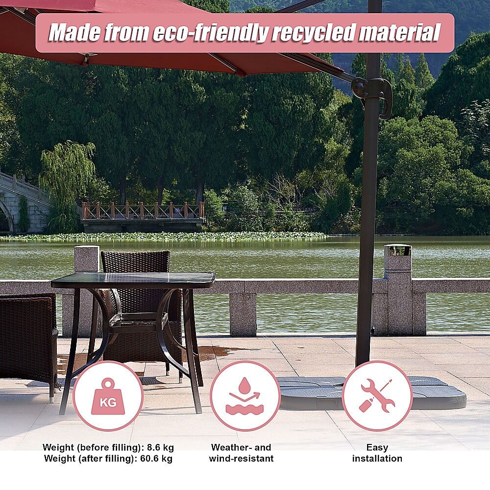 Outdoor Patio 4-Piece Cantilever Offset 3M Umbrella Base Stand Weight Water Sand Price