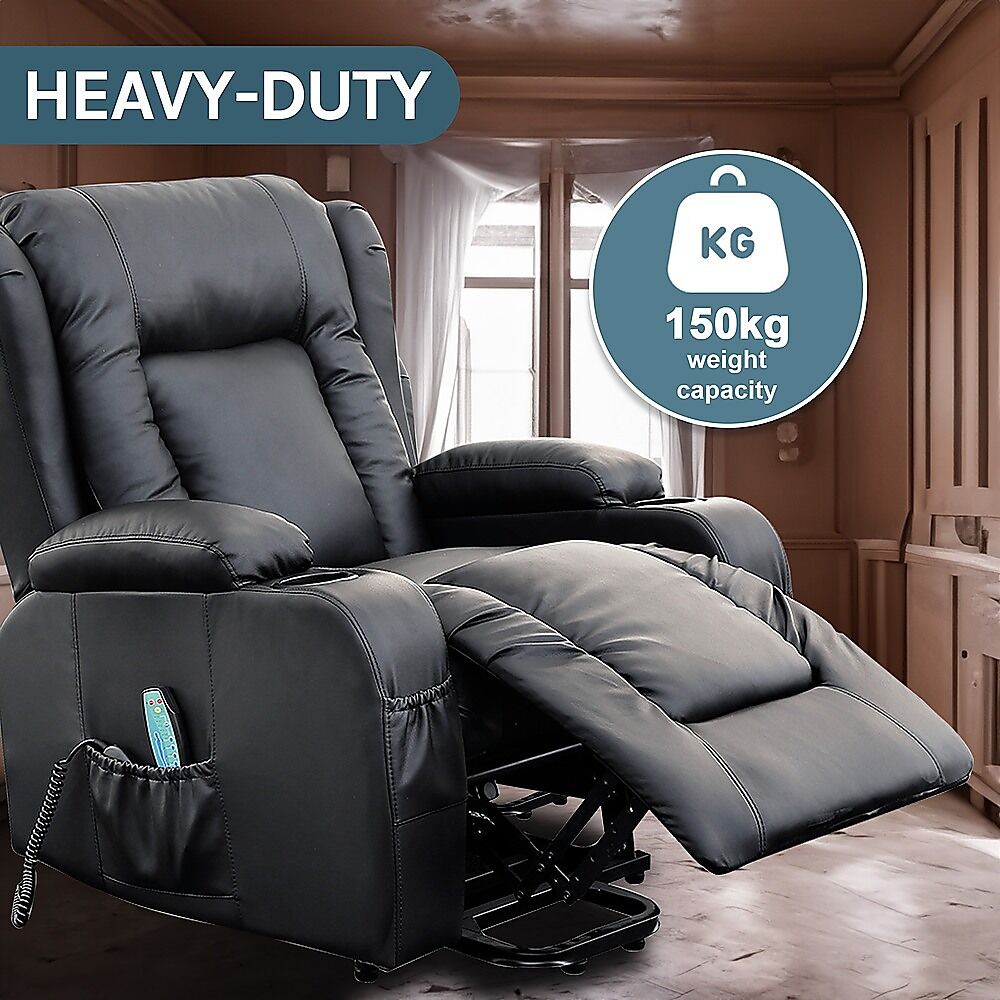 Recliner Chair Electric Massage Chair Lift Heated Leather Lounge Sofa Black Price