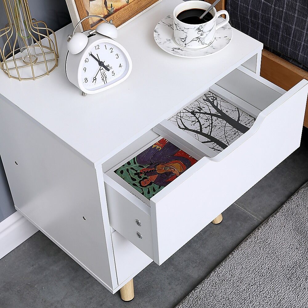 Wooden Bedside Table 2 Drawers Cabinet Storage Night Stand Price