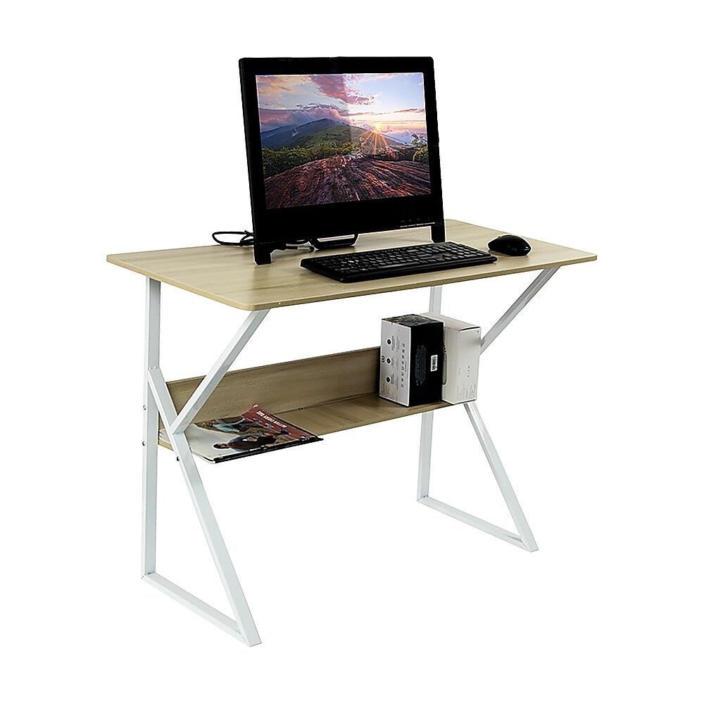 Wood & Metal Computer Desk with Shelf Home Office Furniture Price