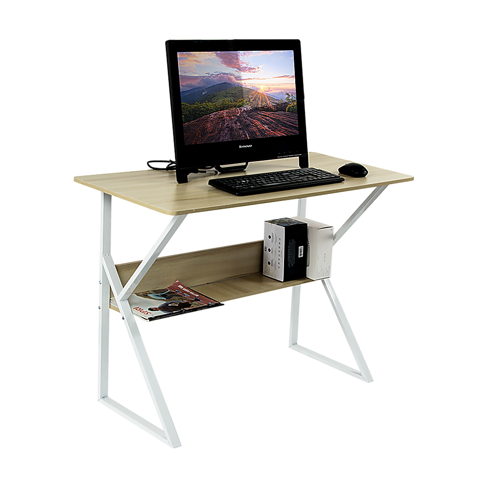 Wood & Metal Computer Desk with Shelf Home Office Furniture Price