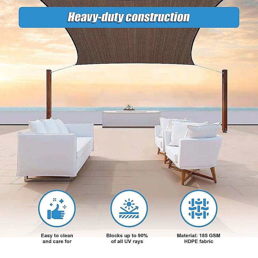 Rectangle Sun Shade Sail Fabric Garden Patio Pool Awning Canopy Cover Coffee Price