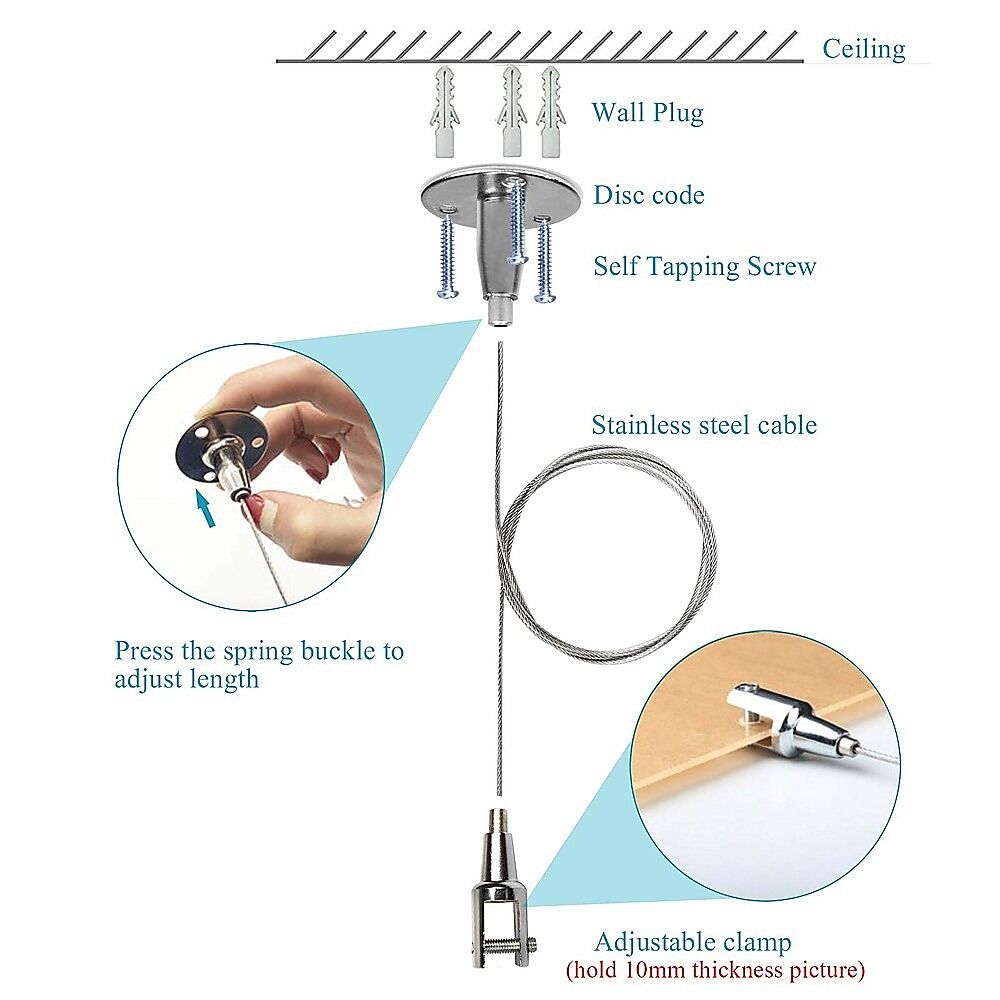 Billboard Hanger Indicator Light Suspension Hook Cable 30kg Load Capacity 8 Pack Price