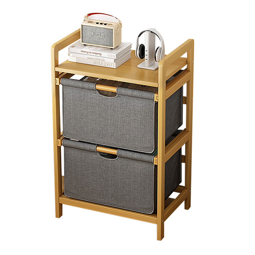 Bamboo Shelf with Storage Hamper - Wooden Bamboo Removable Bags Price