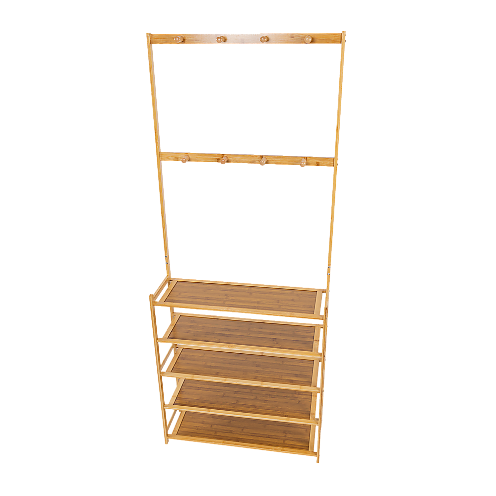 Large Wooden 5 Tiers Hat Coat Stand Clothes Shoe Rack Hanger Hooks Shelf Storage Price