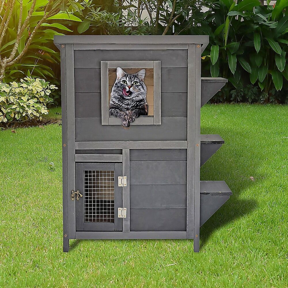 Cat House Weatherproof 2-Story Indoor Outdoor Wooden Shelter Bitumen Roof Price