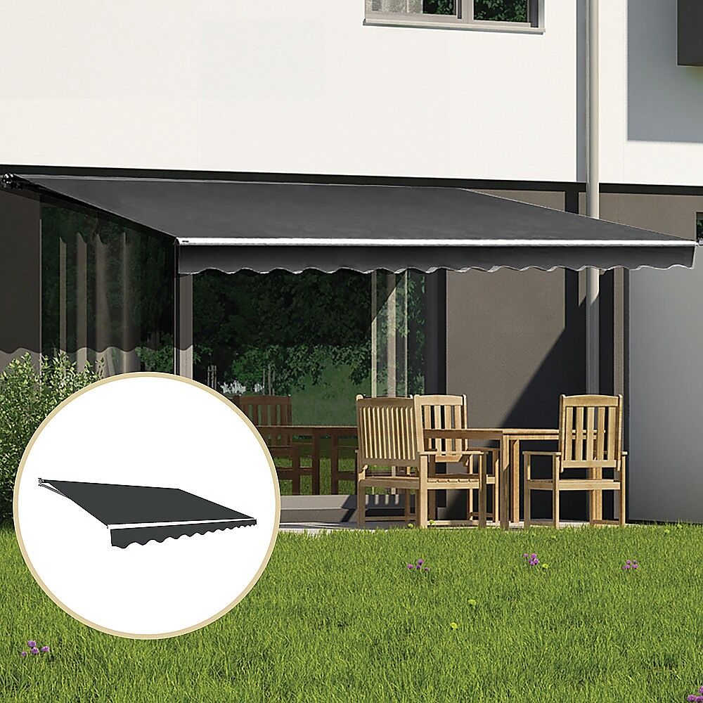 Outdoor Folding Arm Awning Retractable Sunshade Canopy Grey 3.0m x 2.5m Price