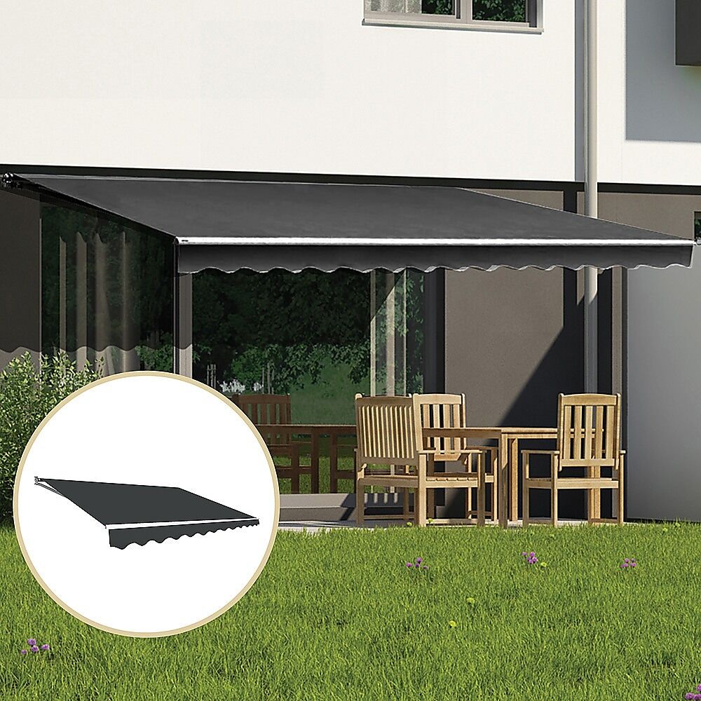 Outdoor Folding Arm Awning Retractable Sunshade Canopy Grey 4.0m x 3.0m Price