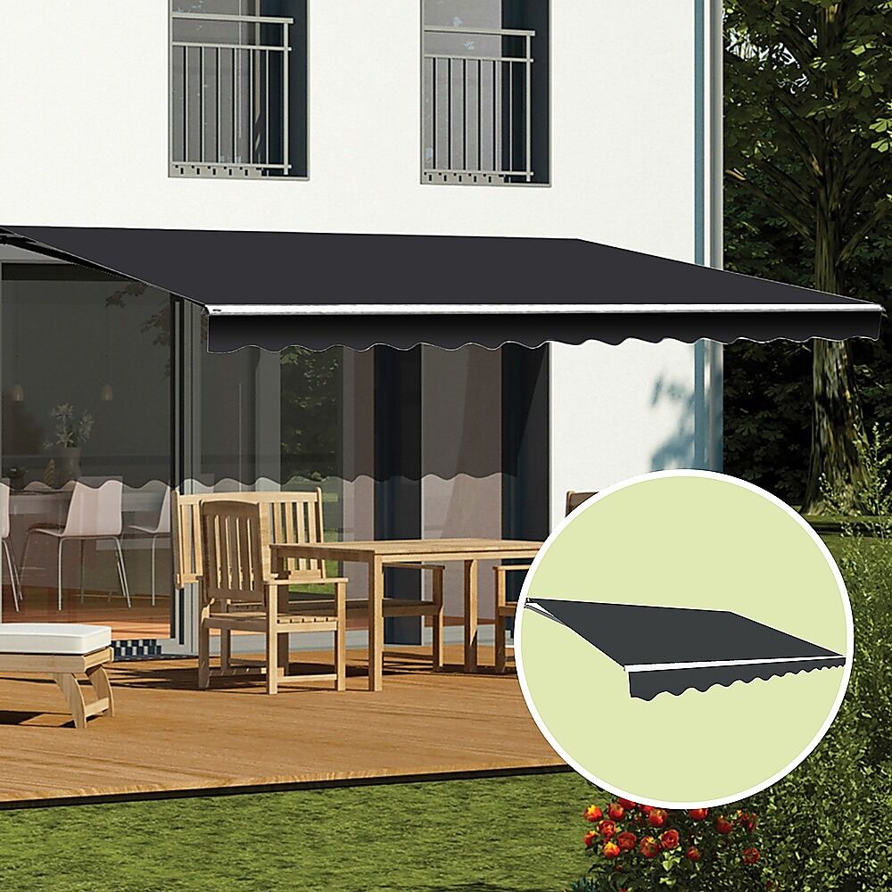 Outdoor Folding Arm Awning Retractable Sunshade Canopy Grey 5.0m x 3.0m Price