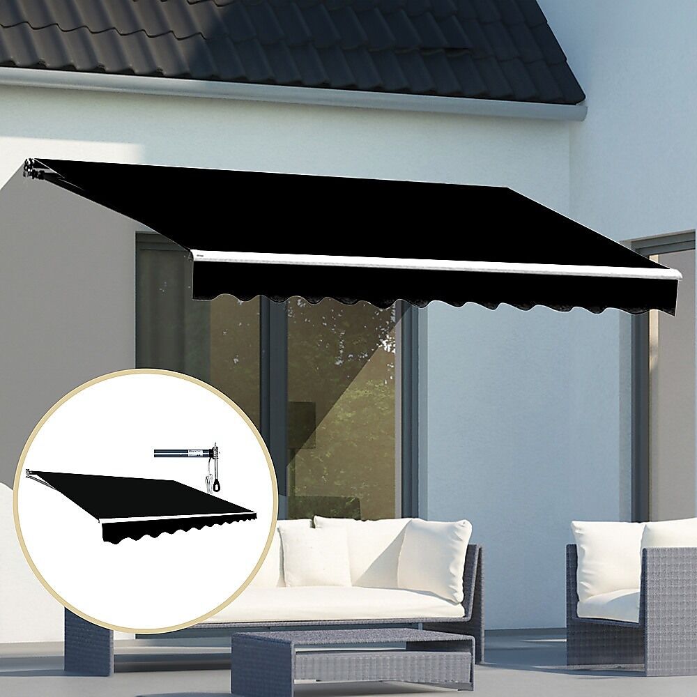 Motorised Outdoor Folding Arm Awning Retractable Sunshade Canopy Black 4.0m x 3.0m Price