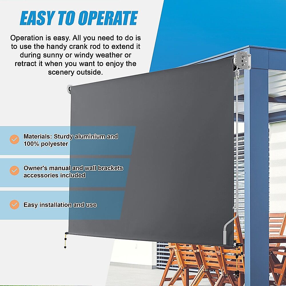 Retractable Straight Drop Roll Down Awning Garden Patio Screen 3.0X2.5M Price