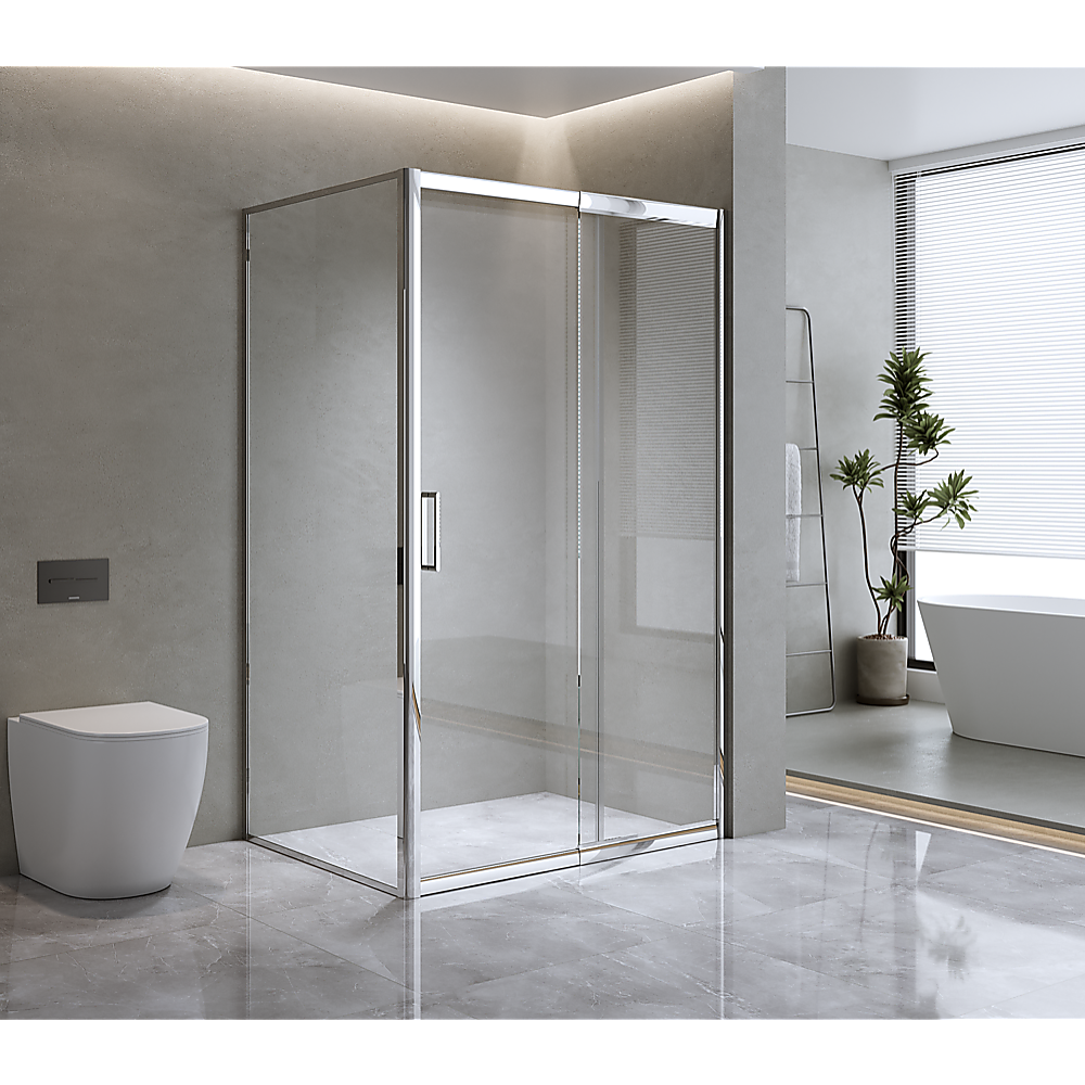 Adjustable 1400x920mm Single Door Corner Sliding Glass Shower Screen in Chrome Price