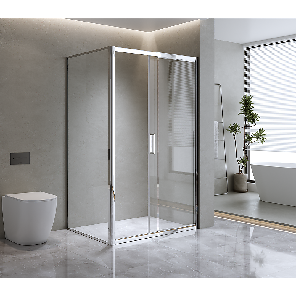 Adjustable 1400x1010mm Single Door Corner Sliding Glass Shower Screen in Chrome Price