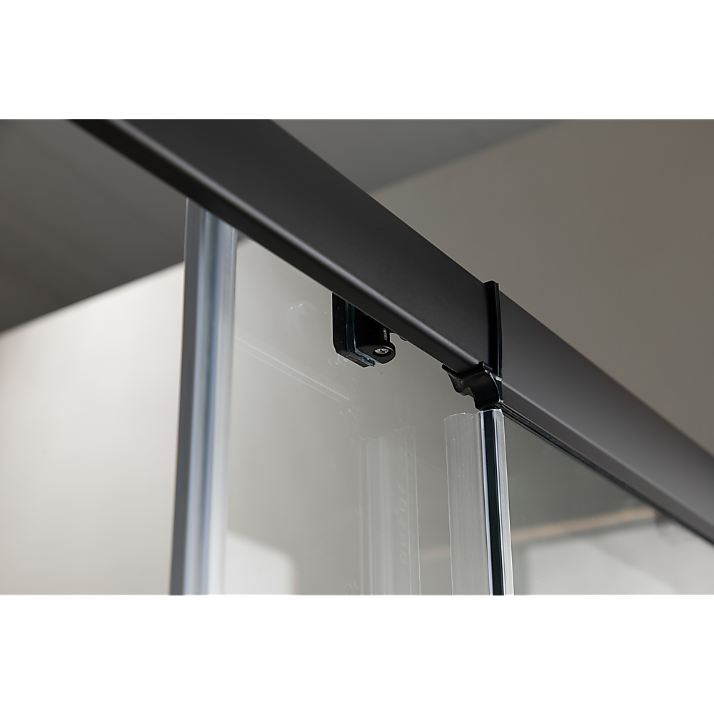 Adjustable 1400x1010mm Single Door Corner Sliding Glass Shower Screen in Black Price