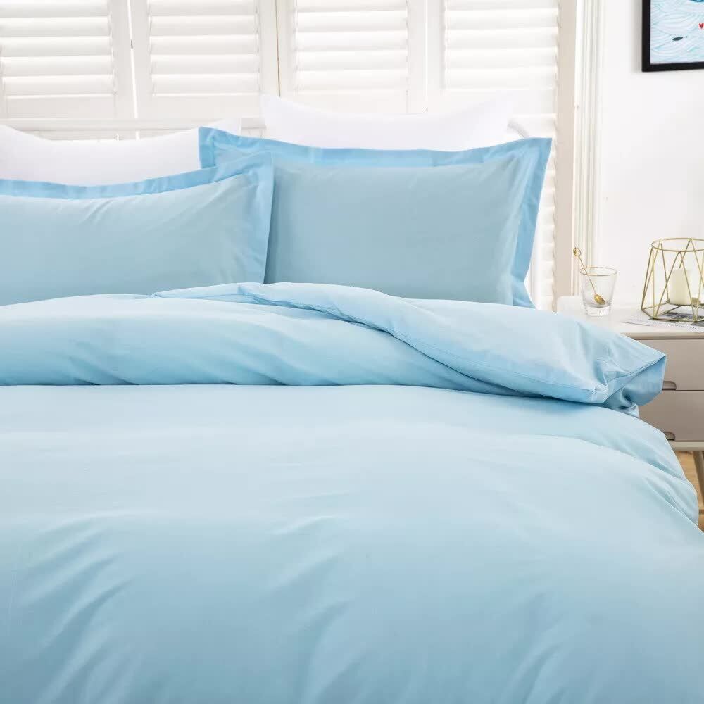 100% cotton Premium Doona Duvet Quilt Cover Set with Soft Pillowcases - Aqua-Super King Price