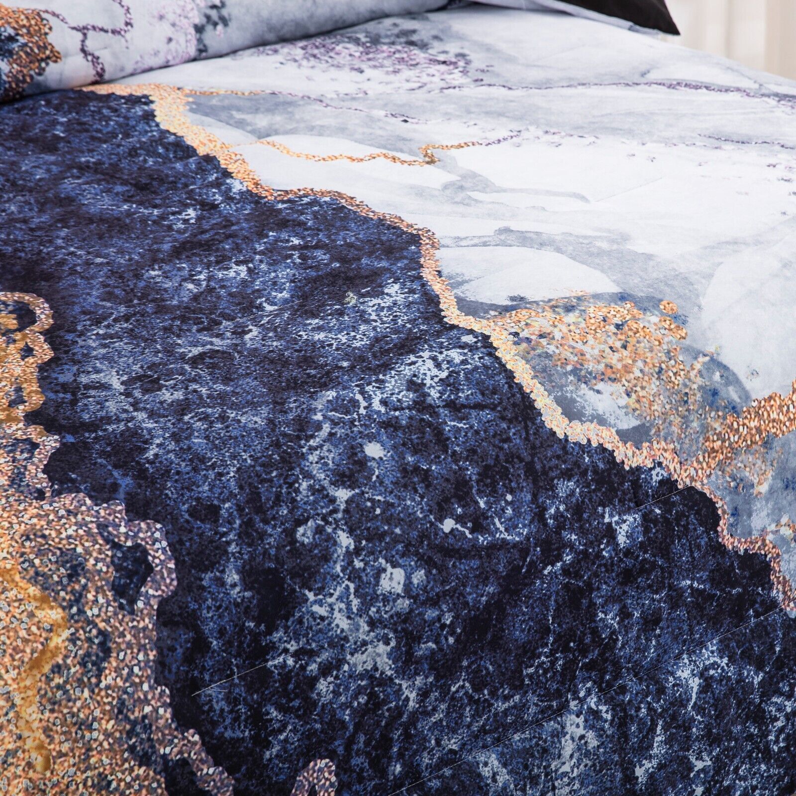 Blue Marble Comforter Set, King Size, Retro Watercolor 3-Piece Bedding Ensemble Price