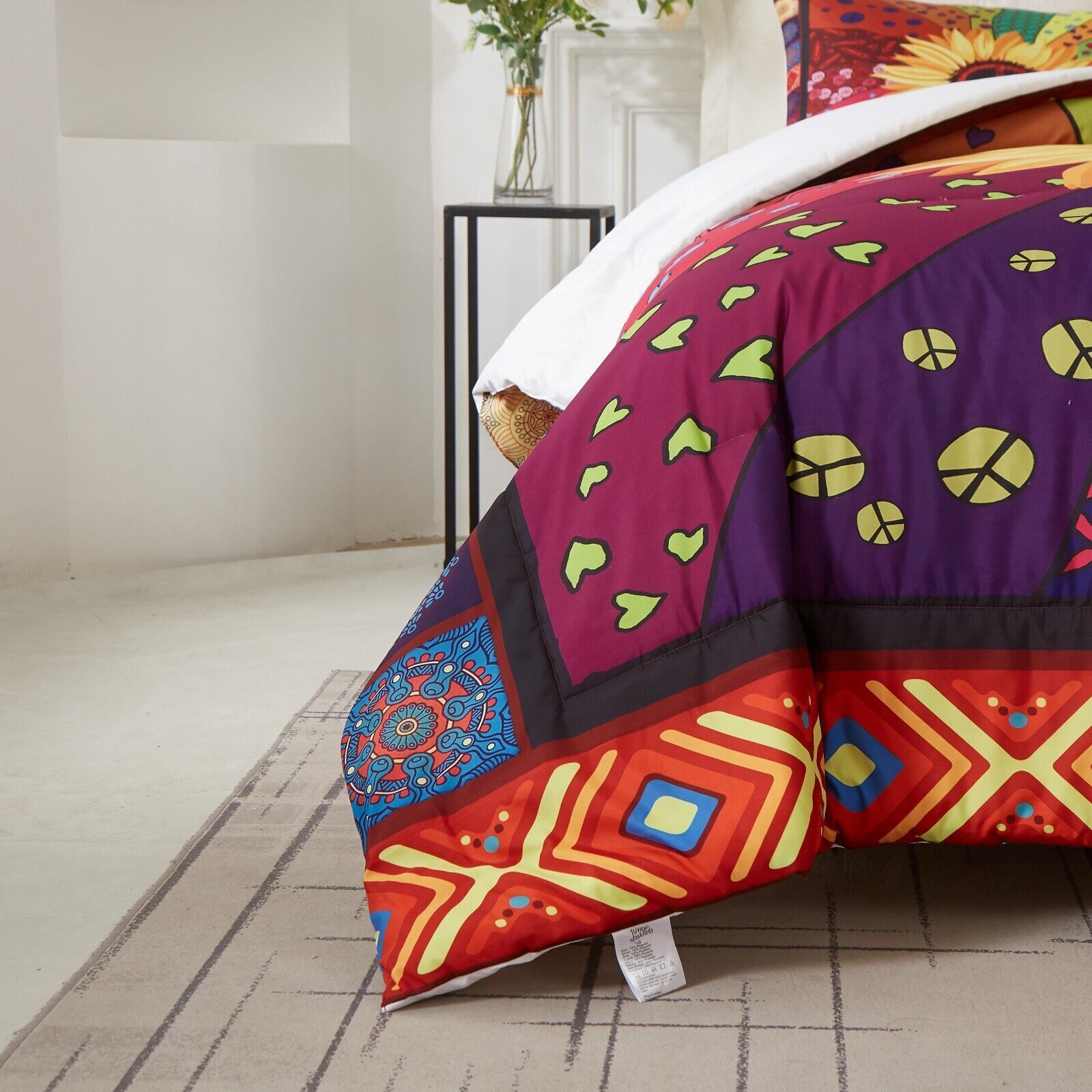 Floral Sunflower Comforter Set, King Size, Quilted Bedding with Pillowcases Price
