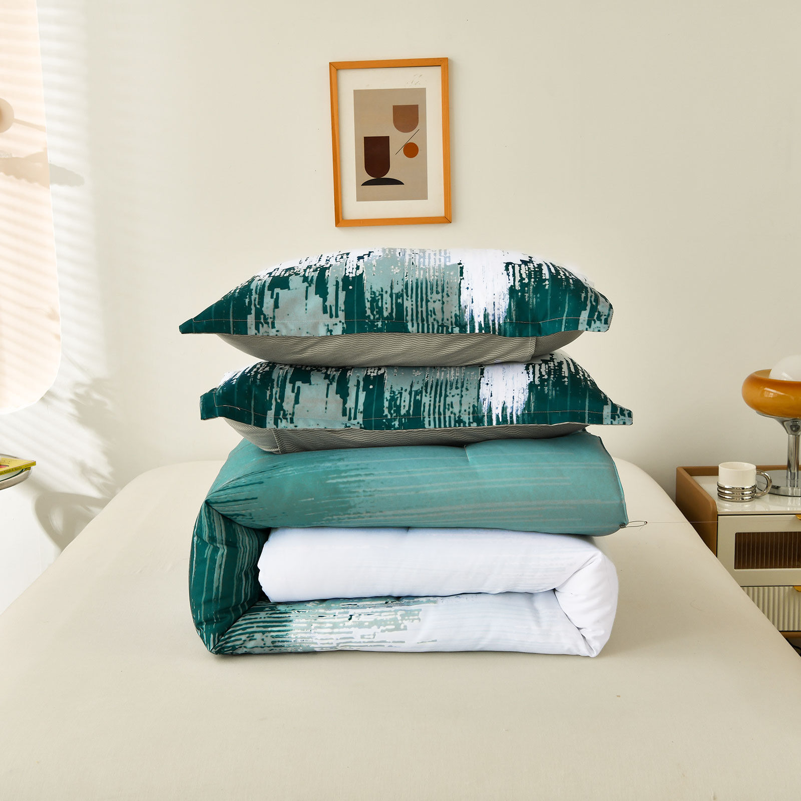 Floral Stripes Comforter Set, King Size, Plush 3-Piece Bedding with Pillowcases Price