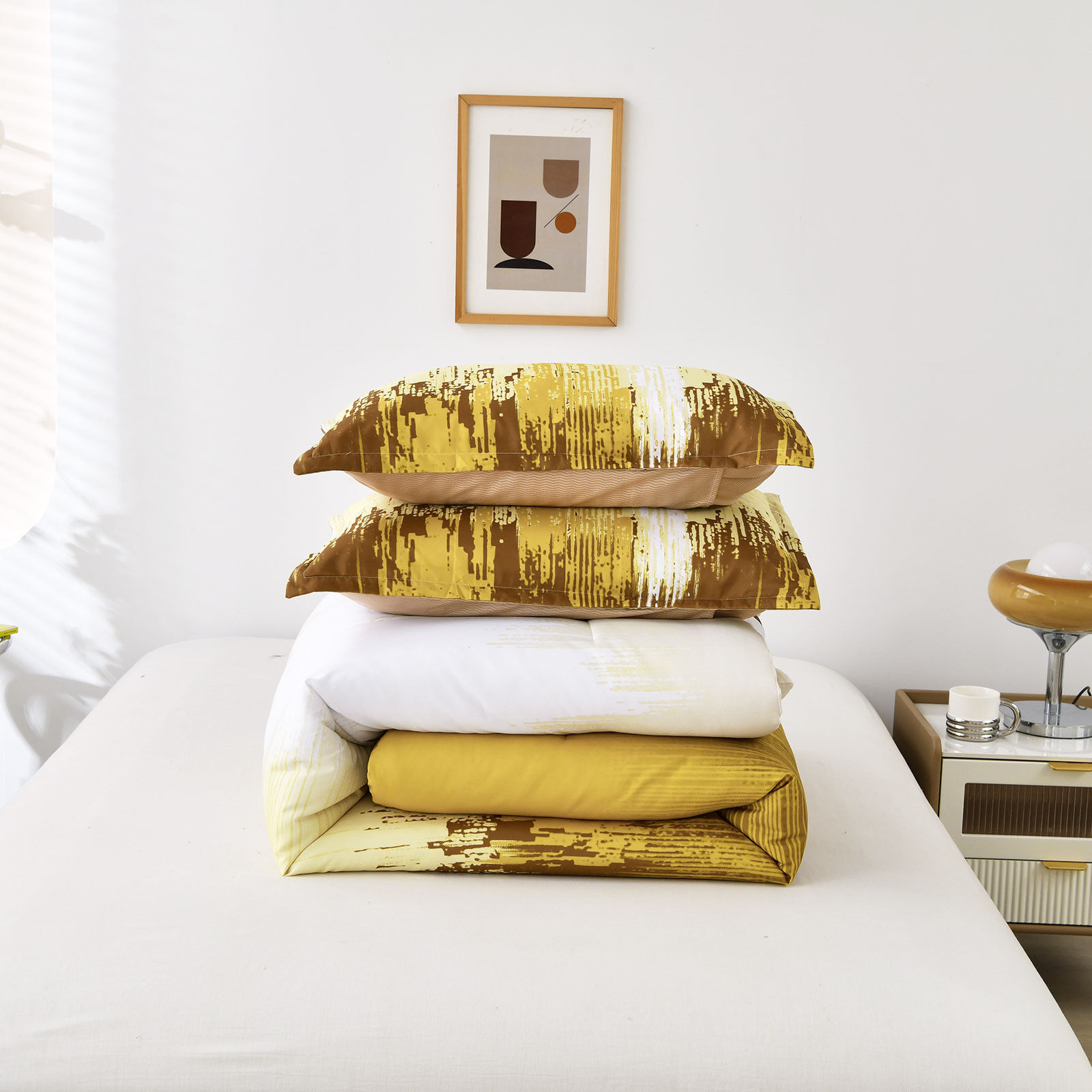 Floral Stripes Comforter Set, King Size, Cozy 3-Piece Bedding with Pillowcases Price