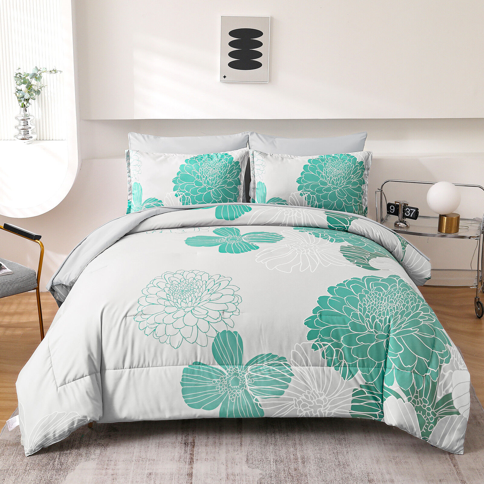 Floral Winter Comforter Set, King Size, Ultra-Soft Quilted Bedding with Pillowcases Price