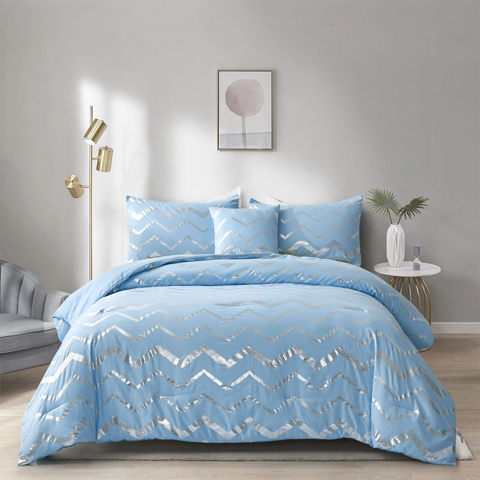 Metallic Print Comforter Set, King Size, Chic 3-Piece Bedding with Pillowcases Price