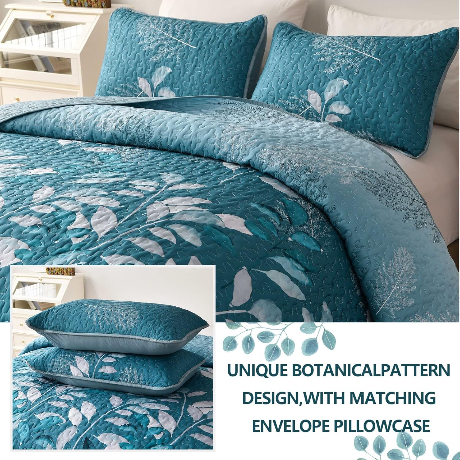 Decadent Quilted Coverlet and Pillowcases Set: Experience Supreme Comfort - Queen size Price
