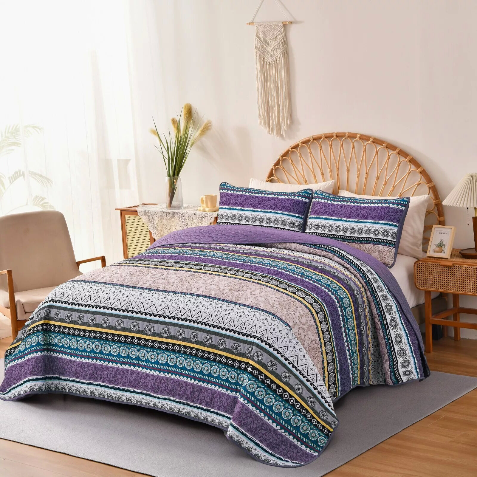 Hygge Quilted bedspread and pillowcovers set: Embrace Cozy Living - Queen size Price