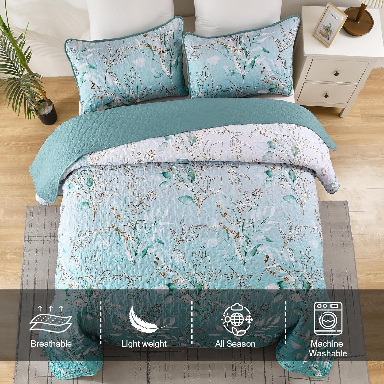Radiating Quilted bedspread and pillowcovers set: Shine in Your Bedroom - Queen size Price