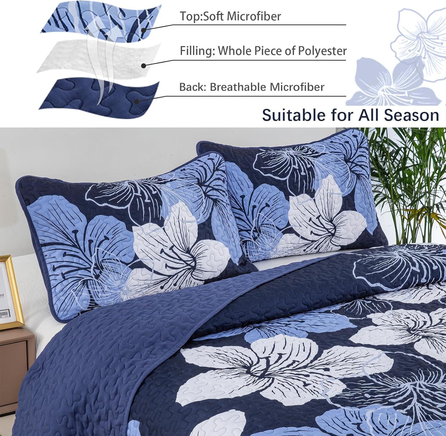 Lavish Quilted Coverlet and Pillowcases Set: Luxurious Comfort for Your Bed - Queen size Price