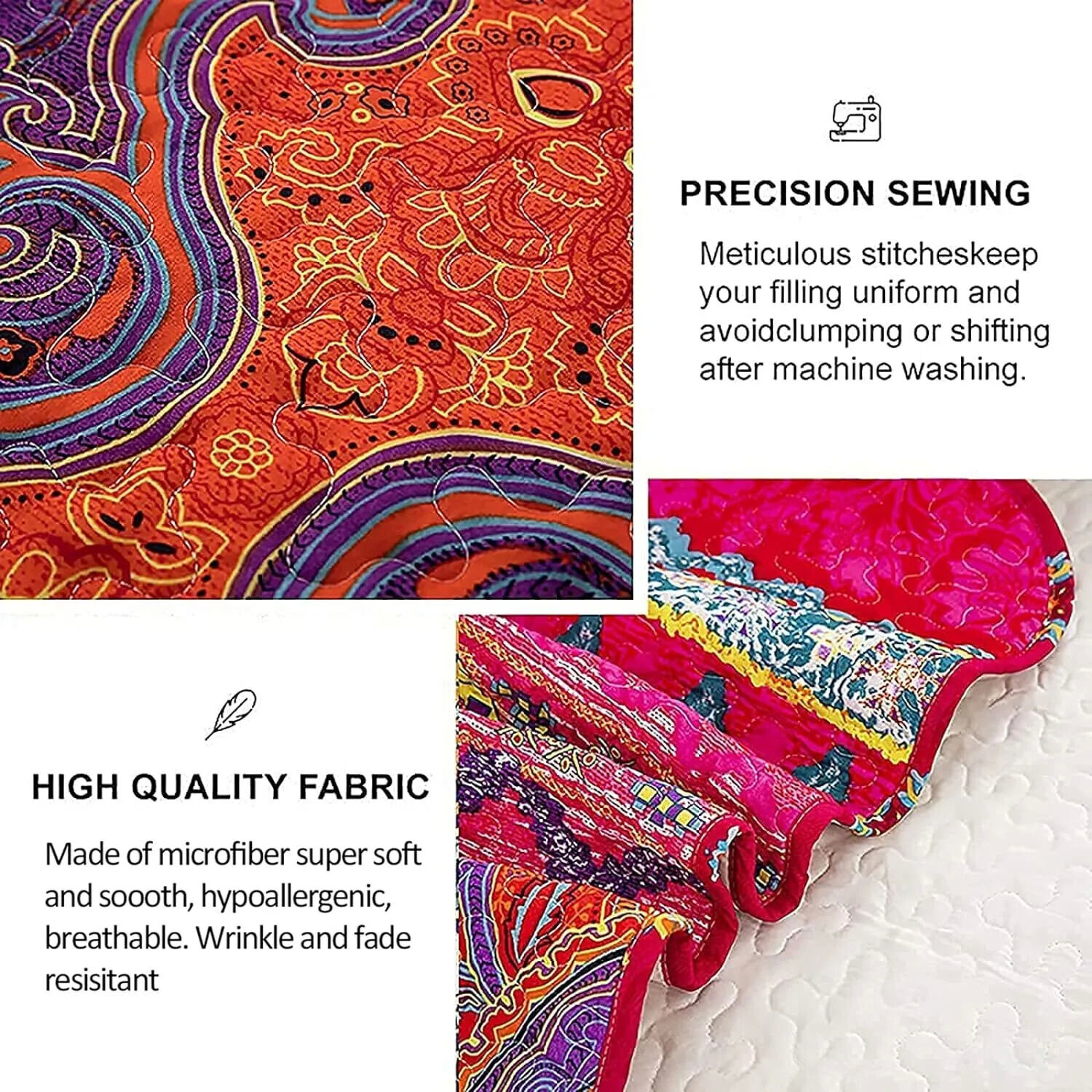 Colorful Quilted bedspread and pillowcovers set: Add a Splash of Color - Queen size Price