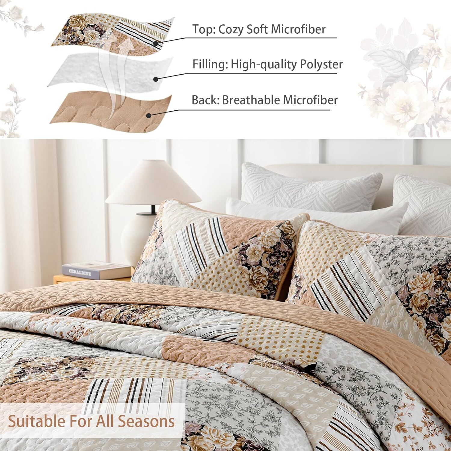 Transcendent Quilted bedspread and pillowcovers set: Elevated Comfort - Queen size Price