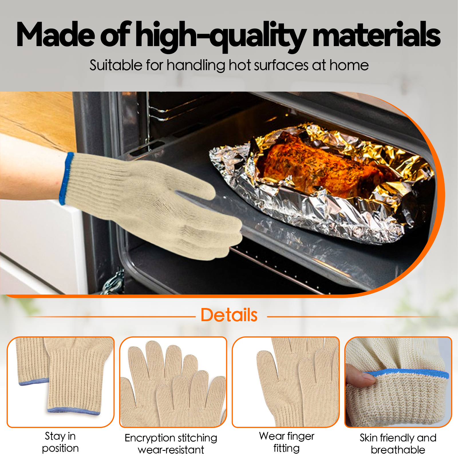 1 Pair 5 Finger Oven Mitt BBQ Grill Gloves Price