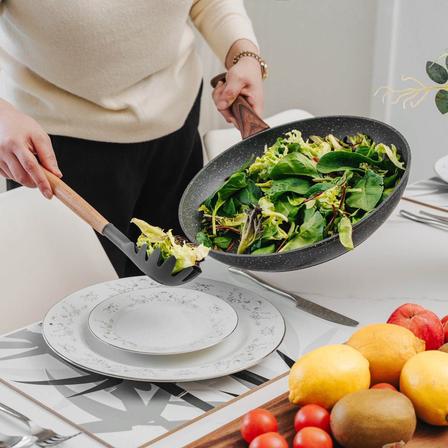 2pcs Beechwood & silicone pasta spoon charcoal Price