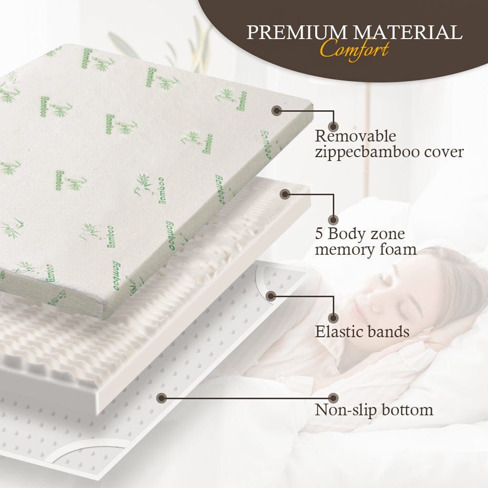 4cm Memory Foam Mattress Protector with Bamboo Cover - Single Price