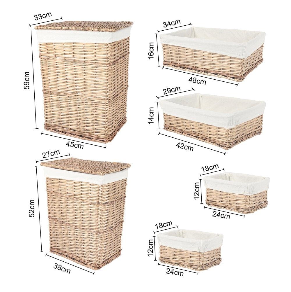 6 Piece Wicker Storage Baskets With Liner Set Price