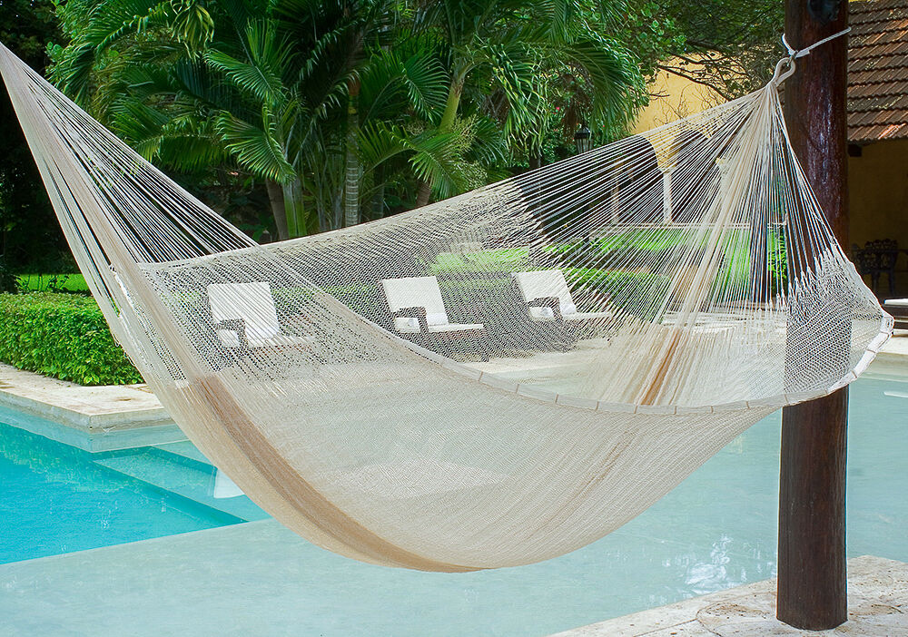 Mayan Legacy King Size Super Nylon Mexican Hammock in Cream Colour Price