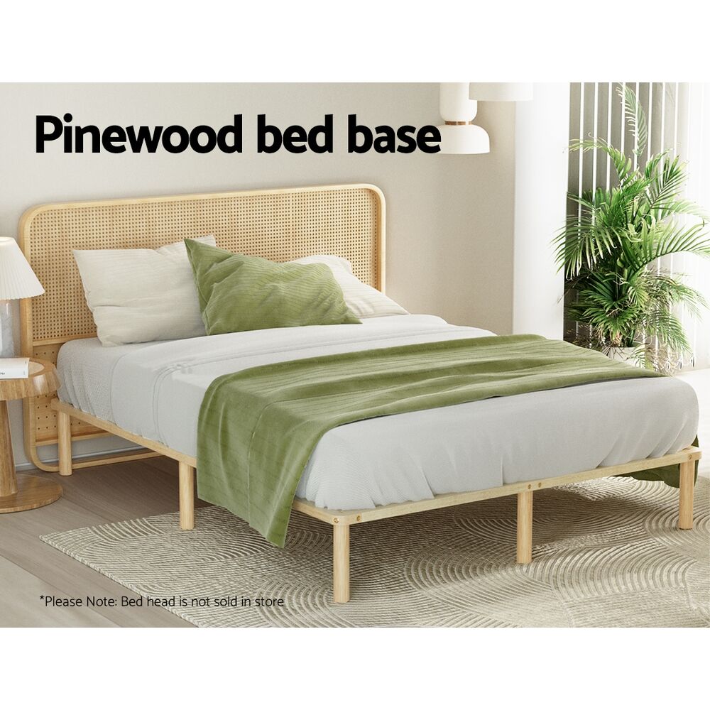 Bed Frame Queen Size Wooden Base Mattress Platform Timber Pine AMBA Price
