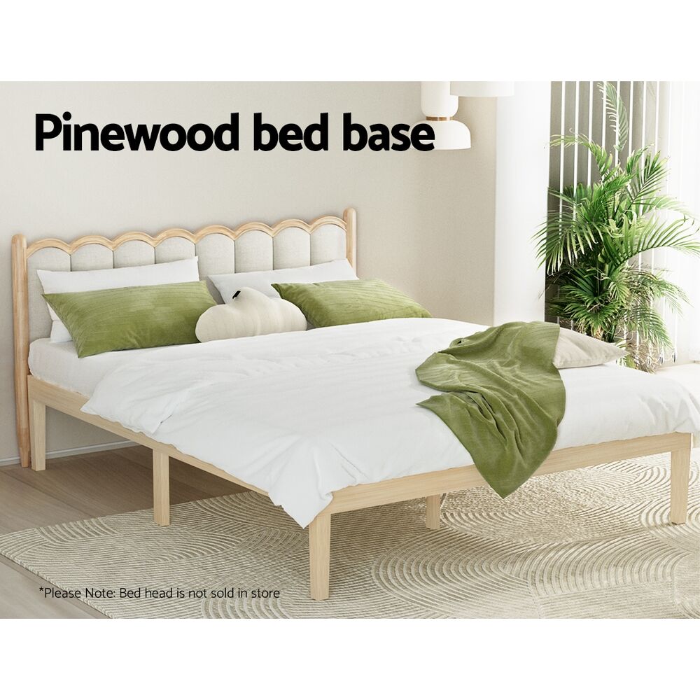 Artiss Bed Frame Queen Size Wooden Base Mattress Platform Timber Pine BRUNO Price