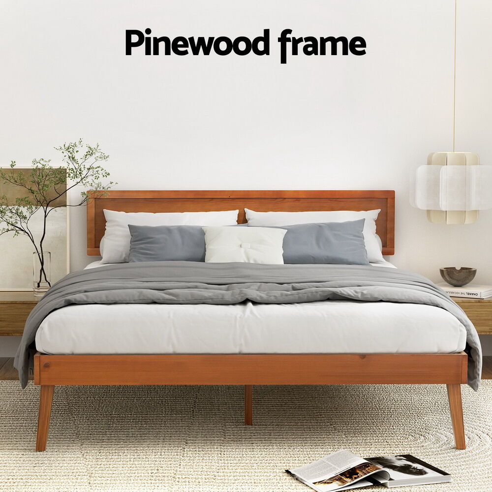 Artiss Bed Frame Queen Size Wooden Bed Base Walnut SPLAY Price