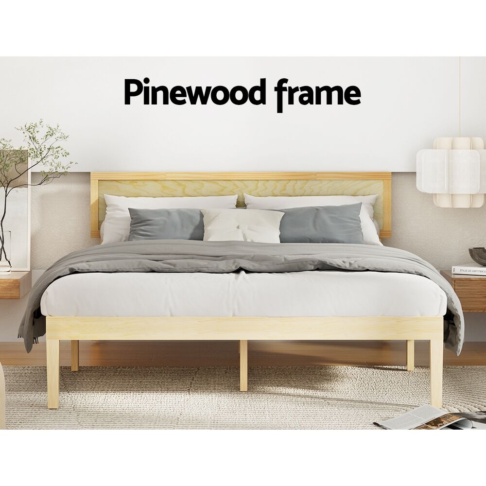 Artiss Bed Frame Queen Size Wooden Base Mattress Platform Timber Pine YUMI Price